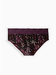 Plus Size Wide Lace Hipster Panty - Cotton Stars Purple, STAR LAYERS, alternate