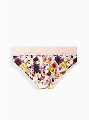 Wide Lace Trim Hipster Panty - Cotton Floral Pink, MIRAGE FLORAL, alternate