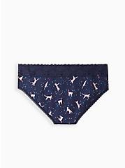 Wide Lace Trim Hipster Panty - Cotton Galactic Kitty Blue, GALACTIC KITTENS, alternate