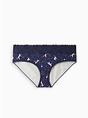 Wide Lace Trim Hipster Panty - Cotton Galactic Kitty Blue, GALACTIC KITTENS, hi-res