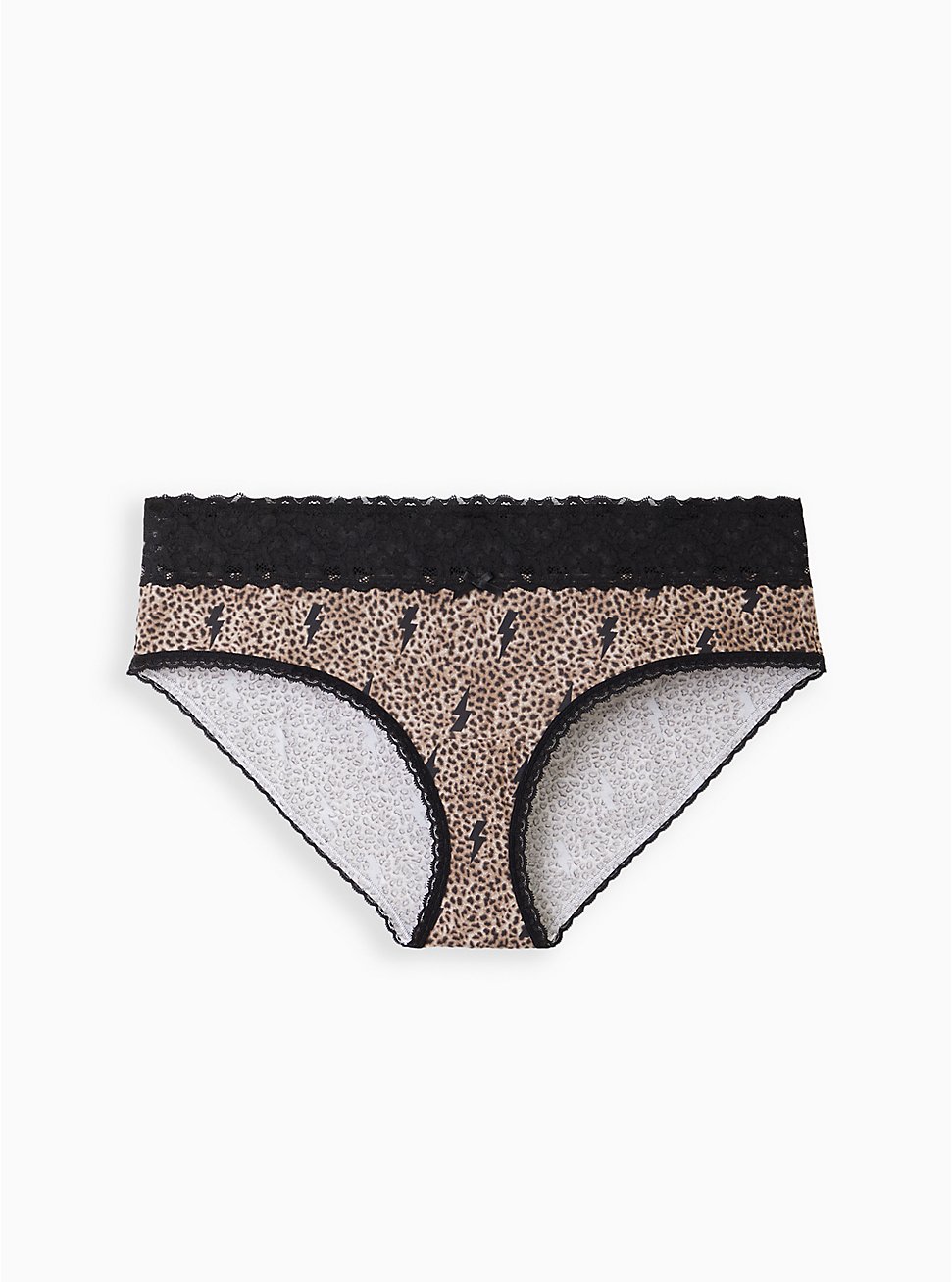 Hipster Panty - Wide Lace Cotton Leopard Bolts, , hi-res