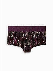 Wide Lace Trim Boyshort Panty - Cotton Stars Purple, STAR LAYERS, alternate