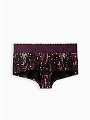 Wide Lace Trim Boyshort Panty - Cotton Stars Purple, STAR LAYERS, hi-res