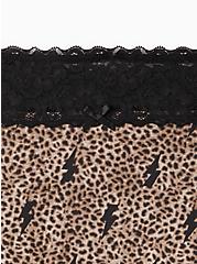 Wide Lace Trim Boyshort Panty - Cotton Leopard Bolts, , alternate
