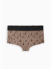 Plus Size Wide Lace Trim Boyshort Panty - Cotton Leopard Bolts, , alternate