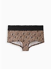 Plus Size Wide Lace Trim Boyshort Panty - Cotton Leopard Bolts, , hi-res