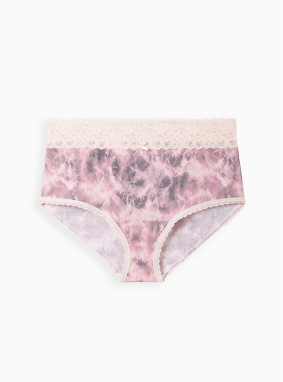 Plus Size Wide Lace Trim Brief Panty - Cotton Pink, DOGWOOD PINK, hi-res