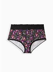 Wide Lace Brief Panty - Cotton Floral Purple, WATER OUTLINE FLORAL, hi-res