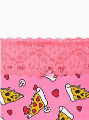 Plus Size Cheeky Panty - Cotton Wide Lace Pizza Hearts Pink, PIZZA MY HEART- PINK, alternate