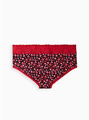 Plus Size Cheeky Panty - Cotton Wide Lace Hearts, CARTOON HEARTS, alternate