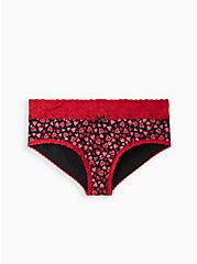 Plus Size Cheeky Panty - Cotton Wide Lace Hearts, CARTOON HEARTS, hi-res