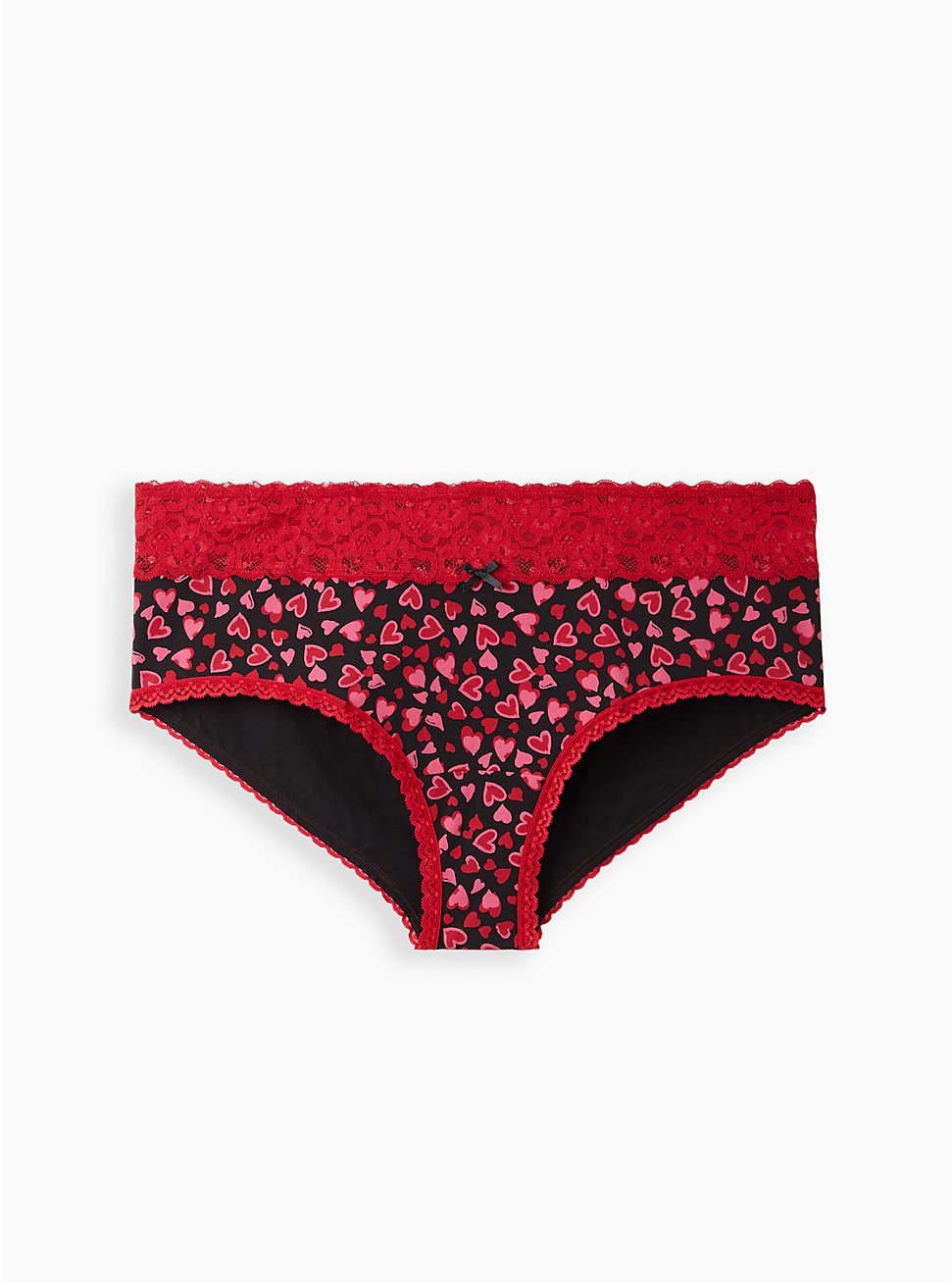 Plus Size Cheeky Panty - Cotton Wide Lace Hearts, CARTOON HEARTS, hi-res