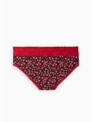 Plus Size Wide Lace Trim Hipster Panty - Cotton Hearts, CARTOON HEARTS, alternate