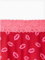 Plus Size Wide Lace Boyshort Panty - Cotton Lips Red, HOLIDAY LIPS- RED, alternate