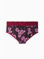 Wide Lace Trim Cheeky Panty - Cotton Floral Black, , alternate