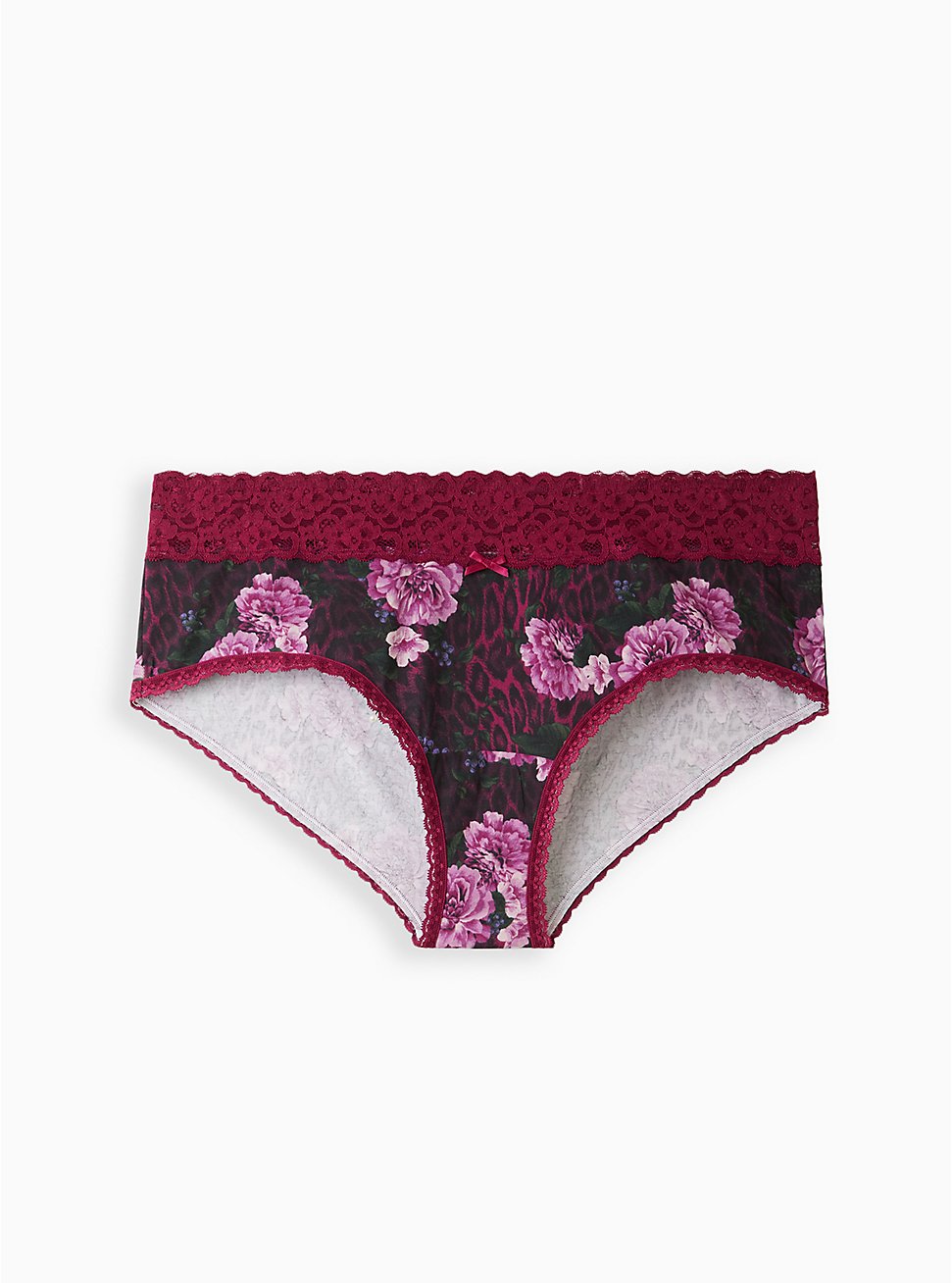 Wide Lace Trim Cheeky Panty - Cotton Floral Black, , hi-res