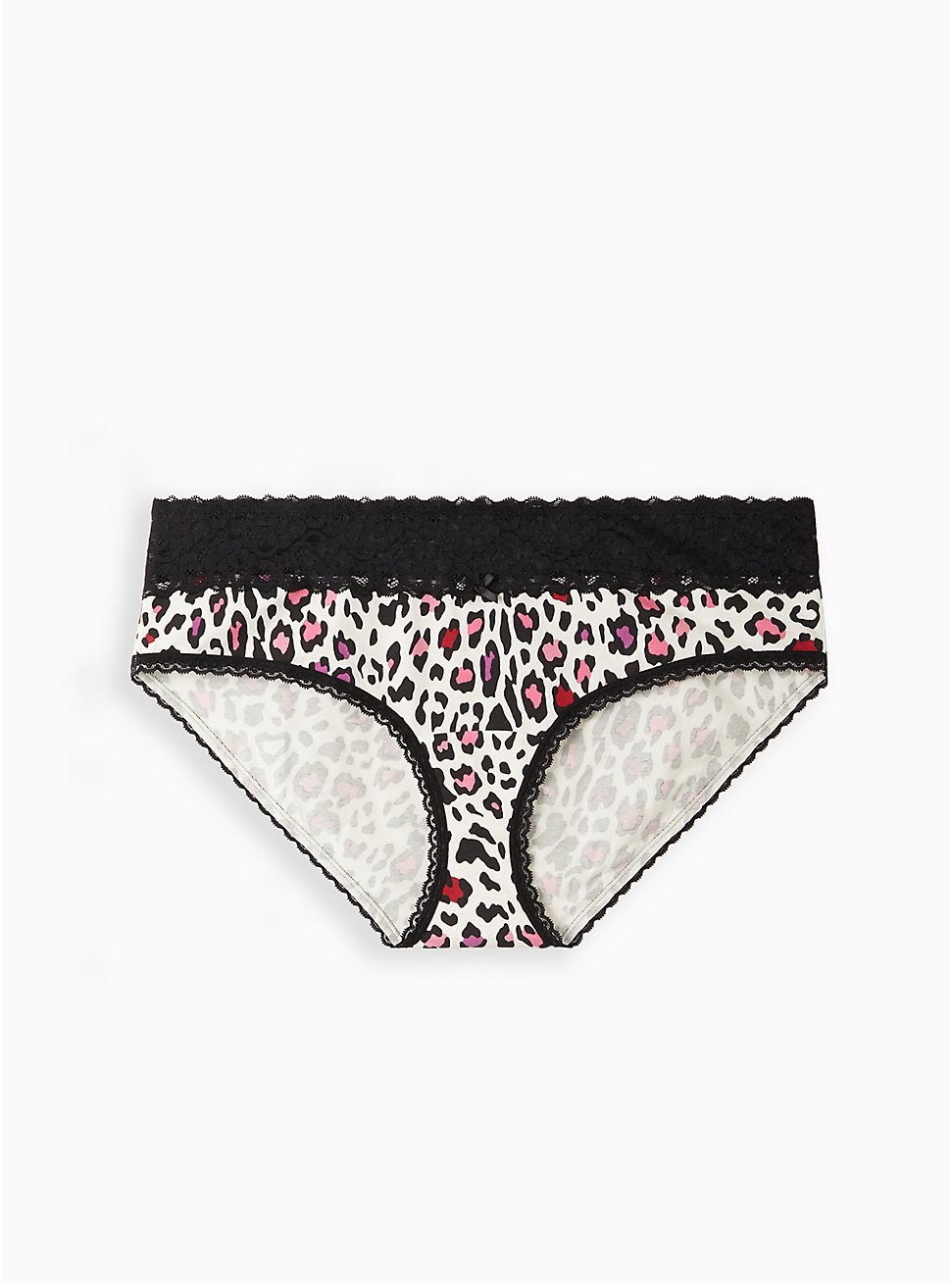 Plus Size Wide Lace Hipster Panty - Cotton Leopard White, FUNKY LEOPARD- WHITE, hi-res