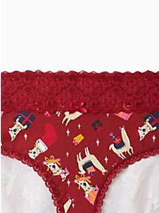 Wide Lace Trim Hipster Panty - Cotton Festive Llama Red, FESTIVE LLAMAS, alternate