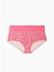 Wide Lace Trim Brief Panty - Cotton Candy Cane Pink, CANDY CANES, hi-res