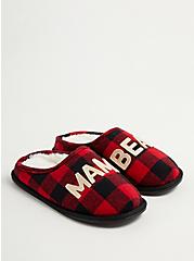 Plus Size Slip-On Slipper - Mama Bear Red & Black Plaid (WW), PLAID, hi-res