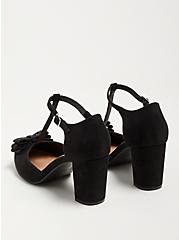 T-Strap Mary Jane Heel Shoe - Faux Suede Black (WW), BLACK, alternate