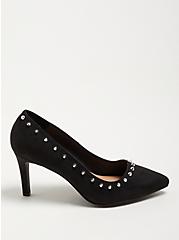 Plus Size Allover Spiked Heel Shoe - Faux Suede Black (WW), BLACK, alternate