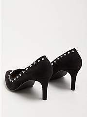 Plus Size Allover Spiked Heel Shoe - Faux Suede Black (WW), BLACK, alternate