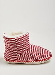 Plus Size Knit Cozy Bootie - Red Stripe (WW), RED, alternate