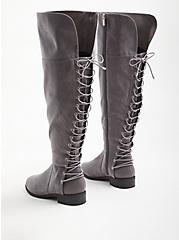 Plus Size Over The Knee Boot - Grey Faux Suede (WW), GREY, alternate