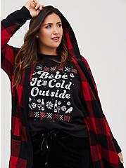 Plus Size Hooded Cardigan - Plaid Red, PLAID - RED, alternate