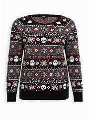 Raglan Sweater - Fair Isle Skull Black, MULTI, hi-res