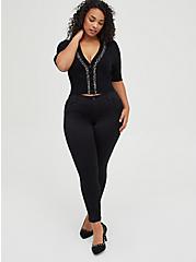 Plus Size Cropped Cardigan - Embellished Black, DEEP BLACK, alternate