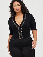Plus Size Cropped Cardigan - Embellished Black, DEEP BLACK, hi-res