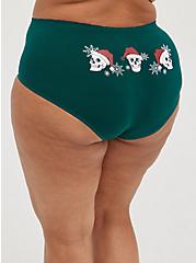 Plus Size Seamless Brief Panty - Santa Skulls Green, SANTA SKULL, alternate