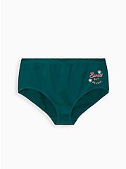 Plus Size Seamless Brief Panty - Santa Skulls Green, SANTA SKULL, hi-res