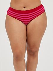 Seamless Mid-Rise Hipster Stripe Panty, VICTORIA STRIPE RED, hi-res