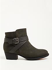 Plus Size Double Strap Ankle Bootie - Charcoal Grey Faux Leather (WW), GREY, alternate