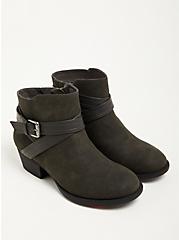 Plus Size Double Strap Ankle Bootie - Charcoal Grey Faux Leather (WW), GREY, hi-res