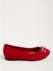 Bow Ballet Flat - Red Faux Suede (WW), RED, alternate