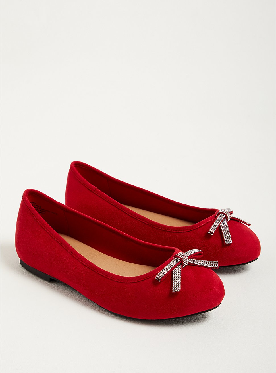Bow Ballet Flat - Red Faux Suede (WW), RED, hi-res