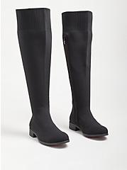 Stretch Knit Over The Knee Boot (WW), BLACK, hi-res