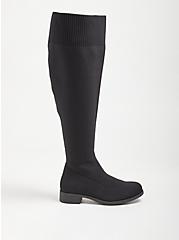 Plus Size Stretch Knit Over The Knee Boot - Black (WW), BLACK, alternate