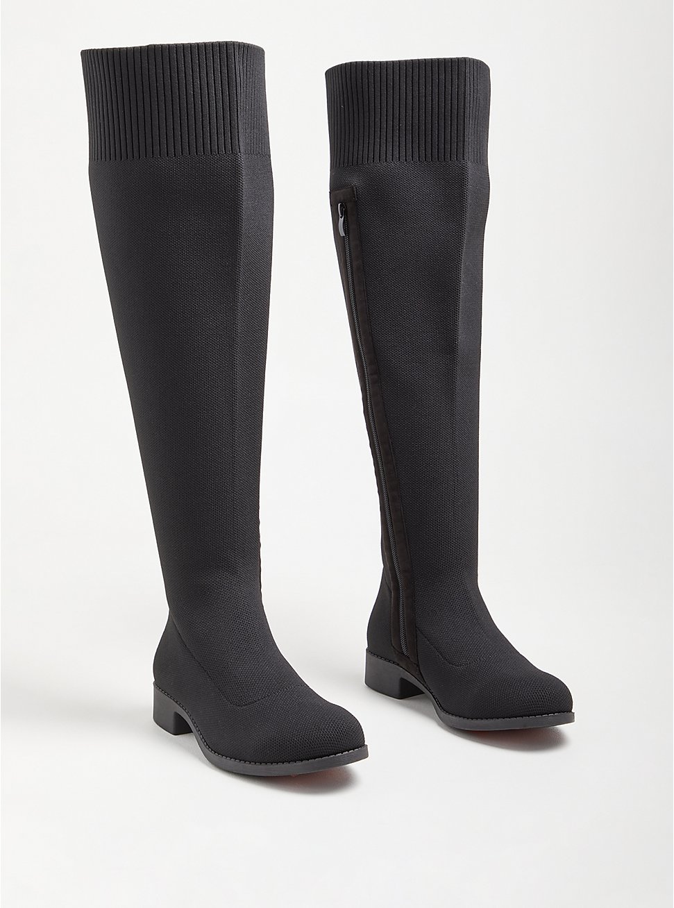 Stretch Knit Over The Knee Boot - Black (WW), BLACK, hi-res