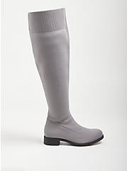 Plus Size Stretch Knit Over The Knee Boot - Grey (WW), BURGUNDY, alternate