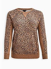 Sweatshirt - Brushed Waffle Leopard Sand, LEOPARD, hi-res
