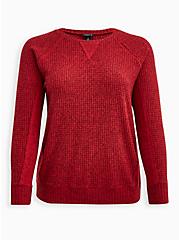Sweatshirt - Brushed Waffle Red, RED, hi-res
