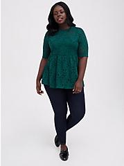Plus Size Babydoll Top - Lace Green, GREEN, alternate