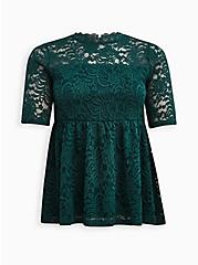 Plus Size Babydoll Top - Lace Green, GREEN, hi-res