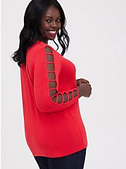 Strappy Sleeve Top - Super Soft Red, RED, alternate