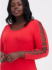 Plus Size Strappy Sleeve Top - Super Soft Red, RED, alternate